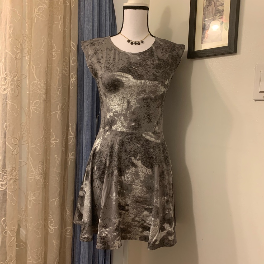 AX Paris Silver and Gray Skater Dress